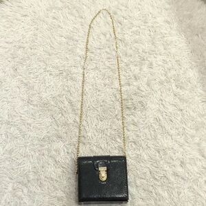 Stuart Weitzman Vintage Reptile embossed Square Micro‎ crossbody Bag Black